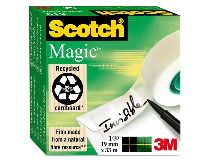 Scotch Magic Cinta Adhesiva Invisible, 33 m x 19 mm, Pack de 6 Unidades, Para Embalar, No Amarillea Scotch Magic Cinta Adhesiva Invisible, 33 m x 19 mm, Pack de 6 Unidades, Para Embalar, No Amarillea