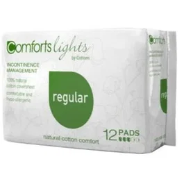 COTTONS Compresa Regular Incontinencia 100% Algodón Absorbente 12 Unidades