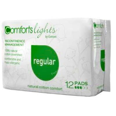 COTTONS Compresa Regular Incontinencia 100% Algodón Absorbente 12 Unidades