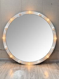 DKD Home Decor Espejo Moderno Blanco Metal Led 7.5 x 100 x 100 cm