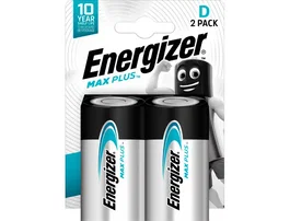 Energizer Pilas Alcalinas MAX PLUS Tipo D Blister de 2 Unidades - Baterías Larga Duración para Linternas, Juguetes, Walkie Talkies