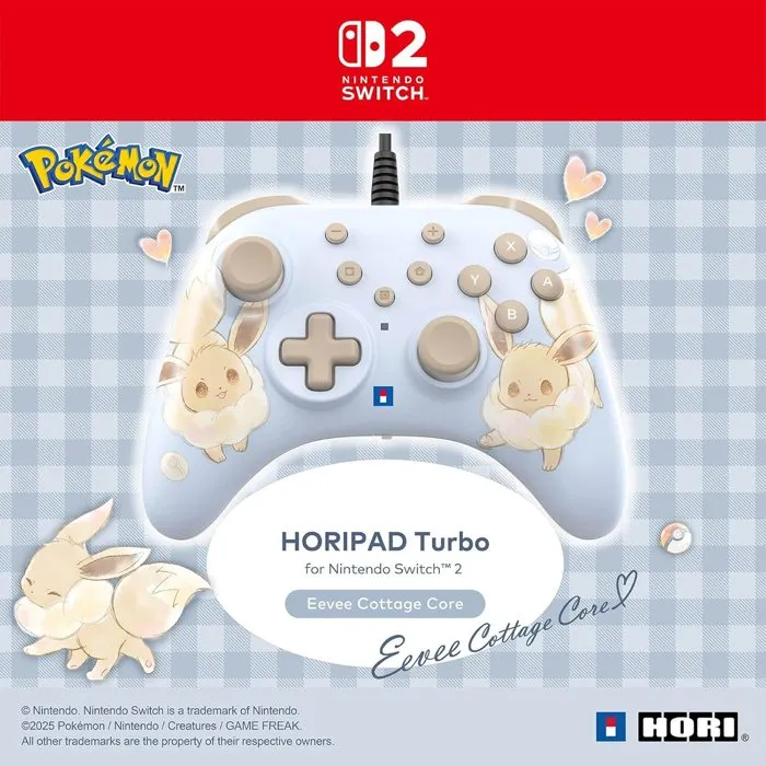 Hori Horipad Turbo AABPP00271 - Mando para Nintendo Switch y Switch 2 - Cable - Pokémon Edición Azul - Con Botones Traseros Programables