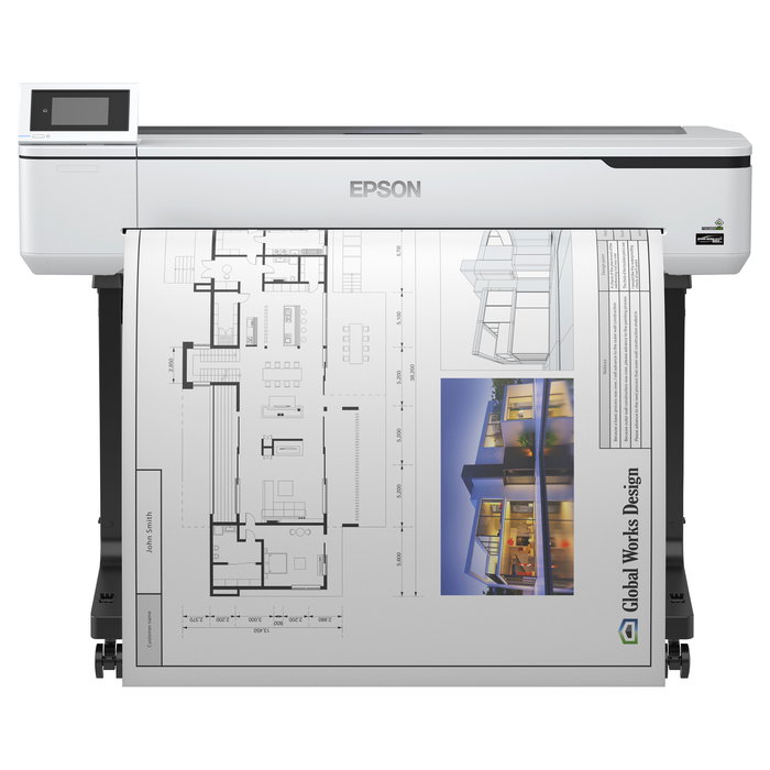 Epson SC-T5100 - Impresora A0+ Inyección Tinta Wireless con Base, PrecisionCore, 2400 x 1200 DPI, ESC/P-R, para Mac/Windows, Blanco