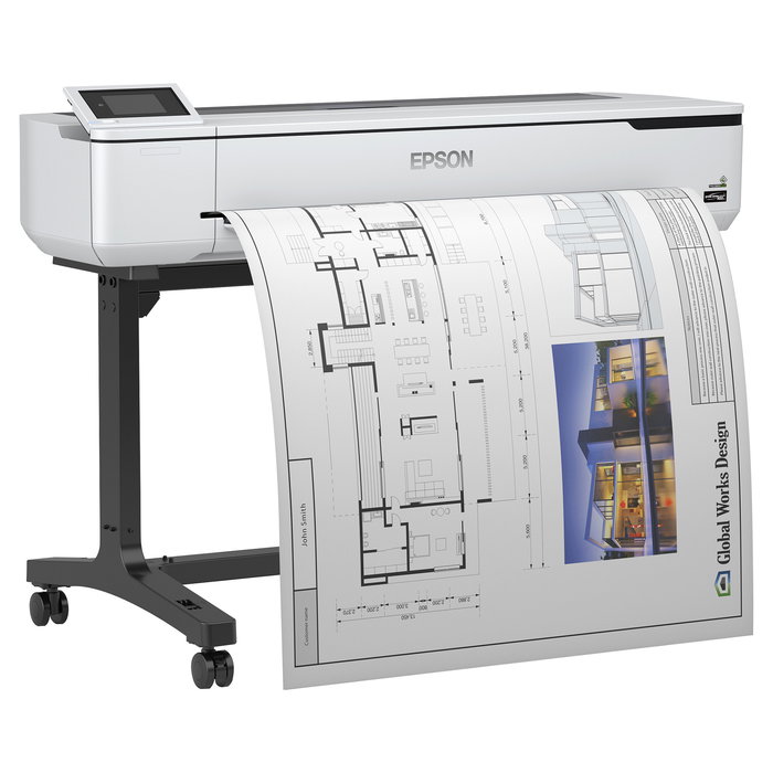 Epson SC-T5100 - Impresora A0+ Inyección Tinta Wireless con Base, PrecisionCore, 2400 x 1200 DPI, ESC/P-R, para Mac/Windows, Blanco