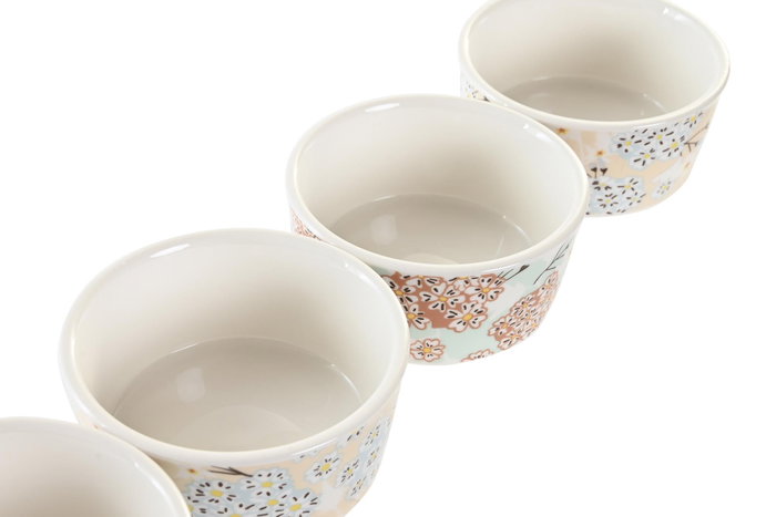 DKD Home Decor Set de 5 Aperitivos Ivy&daisy 2022 Gres y Bambú Verde/Beige