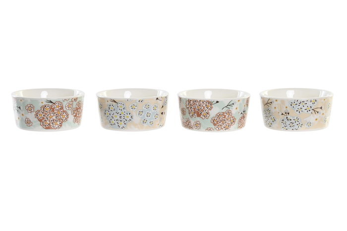 DKD Home Decor Set de 5 Aperitivos Ivy&daisy 2022 Gres y Bambú Verde/Beige