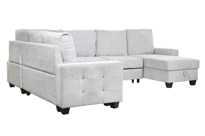 DKD Home Decor Sofá Cama Moderno Chaiselongue Gris 242 x 86 x 307 cm