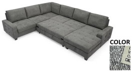 DKD Home Decor Sofá Cama Moderno Chaiselongue Gris 242 x 86 x 307 cm