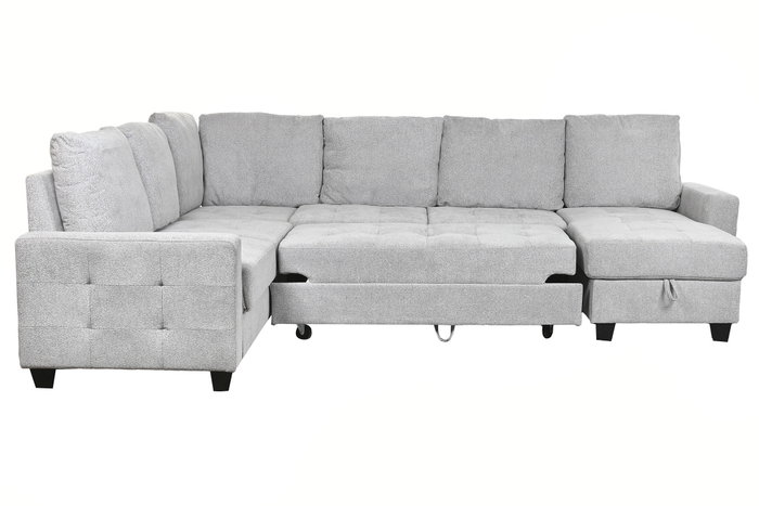 DKD Home Decor Sofá Cama Moderno Chaiselongue Gris 242 x 86 x 307 cm
