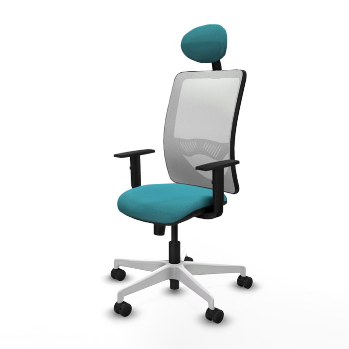 PIQUERAS Y CRESPO Silla de oficina Zulema con mecanismo Sincro, Tela Turquesa y Malla Blanca PIQUERAS Y CRESPO Silla de oficina Zulema con mecanismo Sincro, Tela Turquesa y Malla Blanca