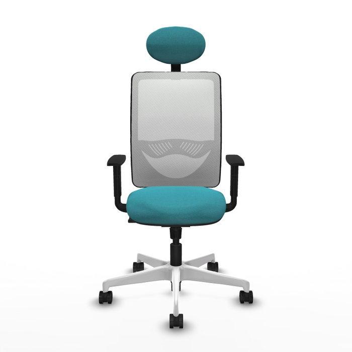 PIQUERAS Y CRESPO Silla de oficina Zulema con mecanismo Sincro, Tela Turquesa y Malla Blanca PIQUERAS Y CRESPO Silla de oficina Zulema con mecanismo Sincro, Tela Turquesa y Malla Blanca