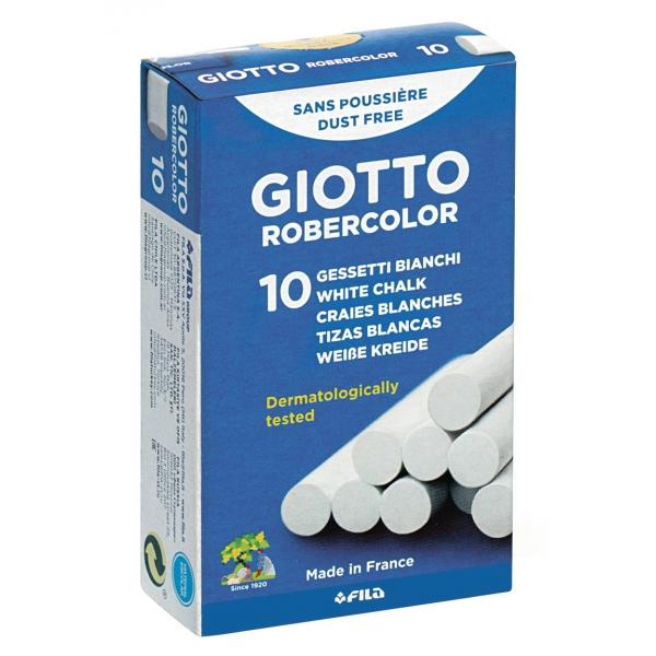 Giotto Caja de 10 Tizas Robercolor Antipolvo Blanco Giotto Caja de 10 Tizas Robercolor Antipolvo Blanco