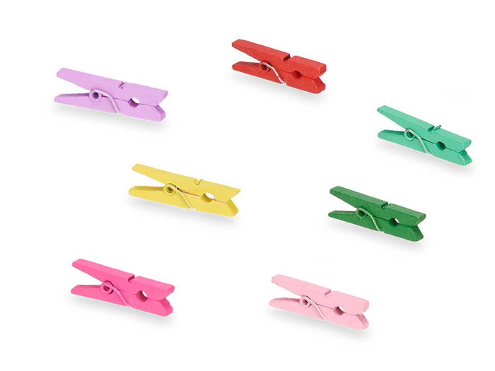 Pincello Set 13 Pinzas Madera Multicolor Pequeñas 7.7x12.4x1.5 cm (Set de 24)