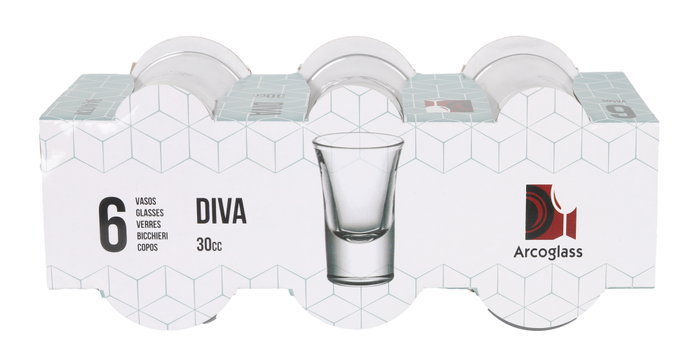 La Mediterranea Set de 6 Chupitos Diva 30cc Ag