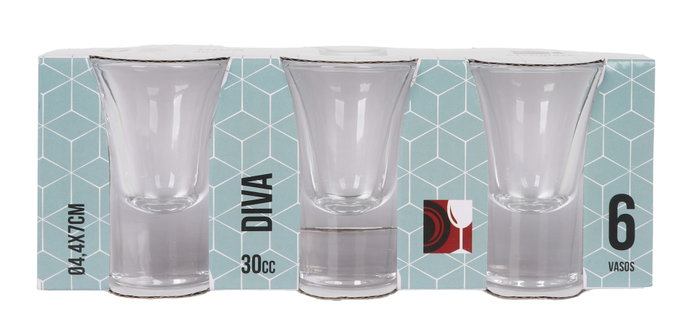 La Mediterranea Set de 6 Chupitos Diva 30cc Ag