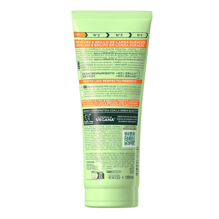 Garnier Fructis Liso Keratina Nº1 Champú 200 ml - Alisado y Brillante - Complejo Alisador de Keratina Vegetal y Aceite de Argán
