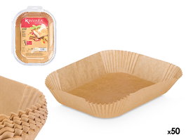 Kinvara Set 50 Moldes Papel Rectangulares para Freidora de Aire 22x30x14 cm Marron (Set de 24)