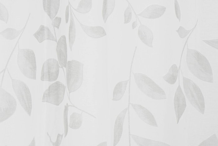 DKD Home Decor Cortina Oriental Gris Claro Blanco Poliester Visillo Hojas 270 x 140 cm (2 Unidades)