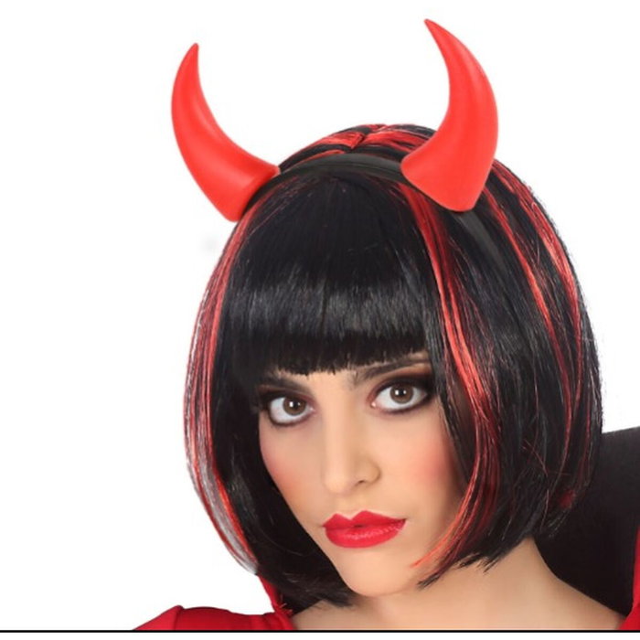 Diadema con cuernos rojos demonio con luz