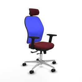 PIQUERAS Y CRESPO Silla de oficina Jorquera con mecanismo Sincro/Traslack, Granate y Azul