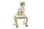 DKD Home Decor Figura de Gato en Resina Dorado y Beige