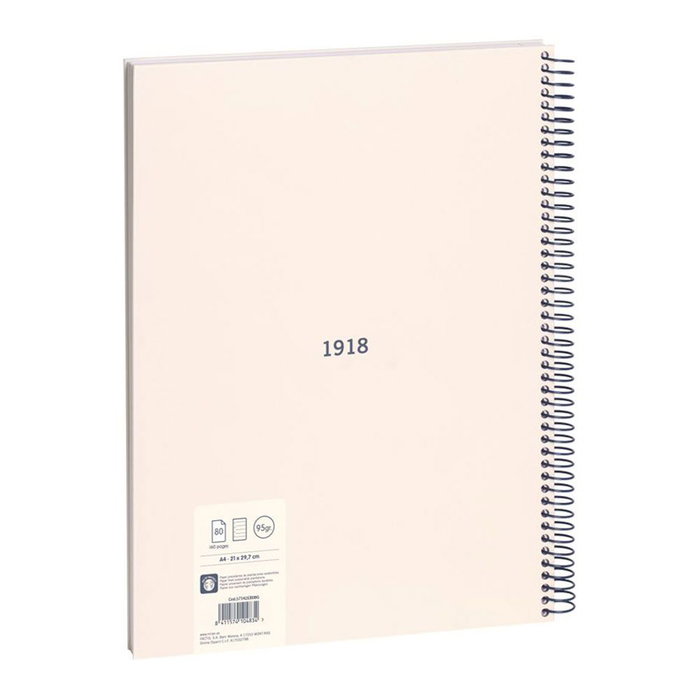 Milán Cuaderno Colección 430 since 1918 A4 Espiral Tapa Dura Pautado 7mm Beige 80 Hojas 95gr