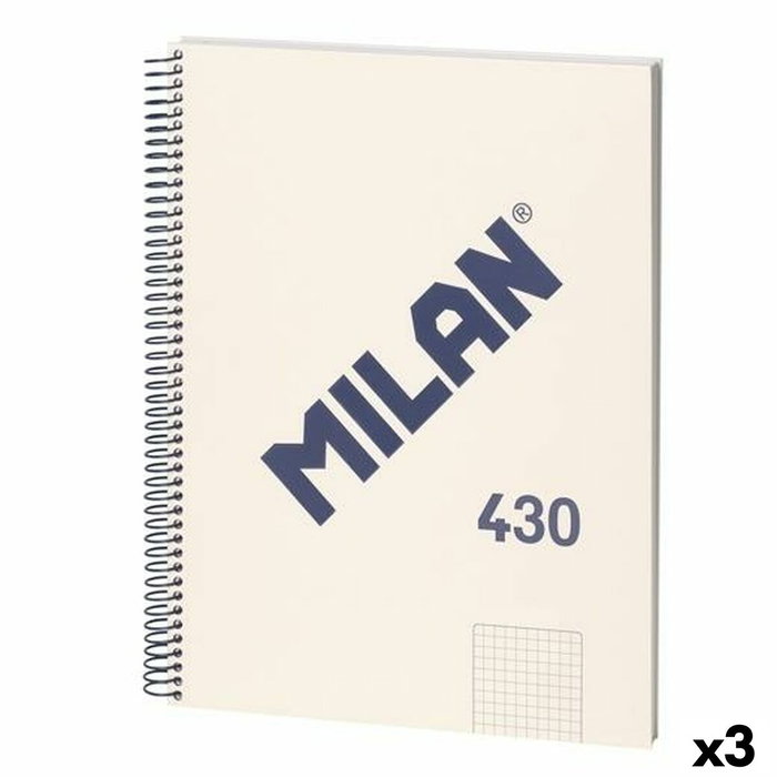 Milán Cuaderno A4 con espiral metálica, tapa dura y 80 hojas beige