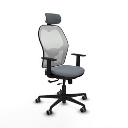 PIQUERAS Y CRESPO Silla de oficina Jorquera con mecanismo Sincro/Traslack, Gris y Blanco