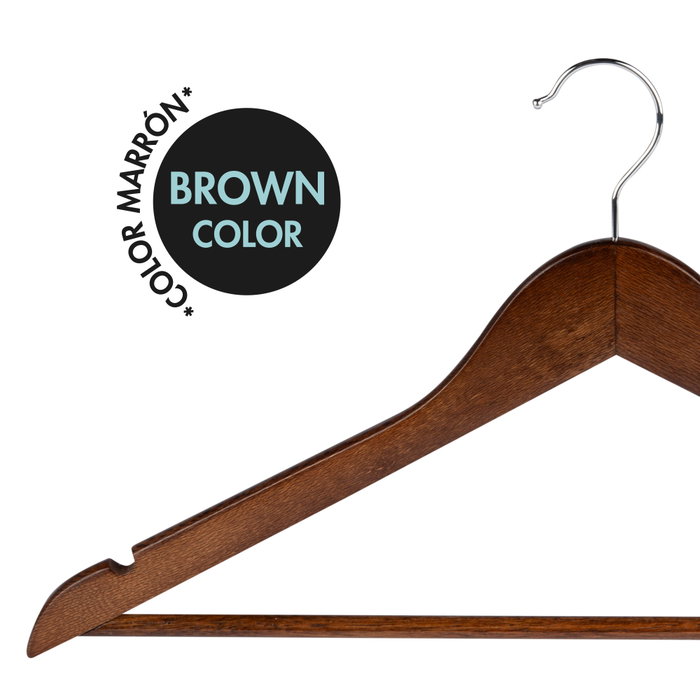 Max Home Pack de 10 perchas de madera marrón oscuro