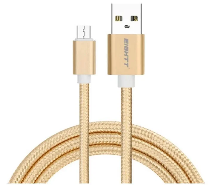Eightt ECM-1G Cable USB 2.0 A a Micro USB B 1m Trenzado Nylon Oro - Carga y Sincronización