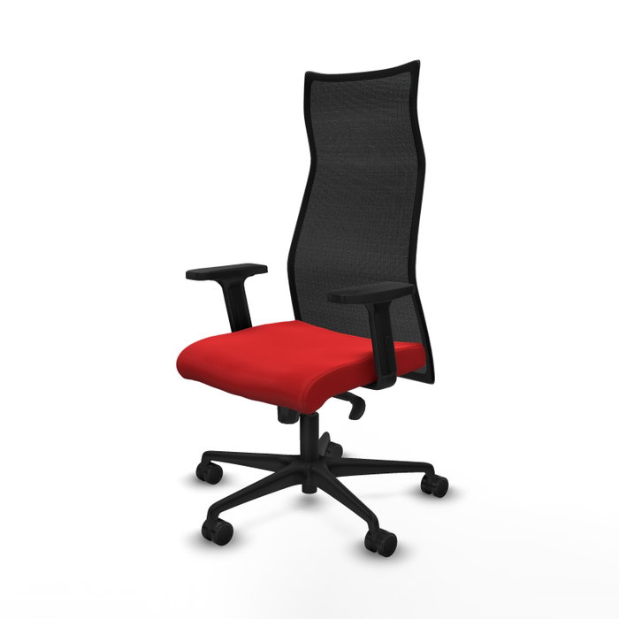 PIQUERAS Y CRESPO Sillón Albacete con Mecanismo Sincro, Similpiel Rojo y Malla Negra PIQUERAS Y CRESPO Sillón Albacete con Mecanismo Sincro, Similpiel Rojo y Malla Negra
