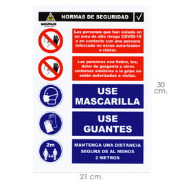 WOLFPACK LINEA PROFESIONAL Cartel Combinado Aviso Normas Seguridad 30 x 21 cm