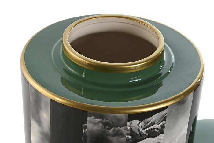 DKD Home Decor Tibor Porcelana Verde Negro 20.5 x 27 x 20.5 cm