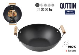 Inde Quttin Sartén Wok con 2 Asas de Madera 30 cm (6 Unidades)