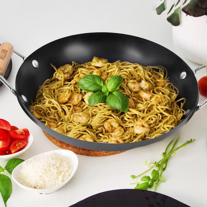 Inde Quttin Sartén Wok con 2 Asas de Madera 30 cm (6 Unidades) Inde Quttin Sartén Wok con 2 Asas de Madera 30 cm (6 Unidades)