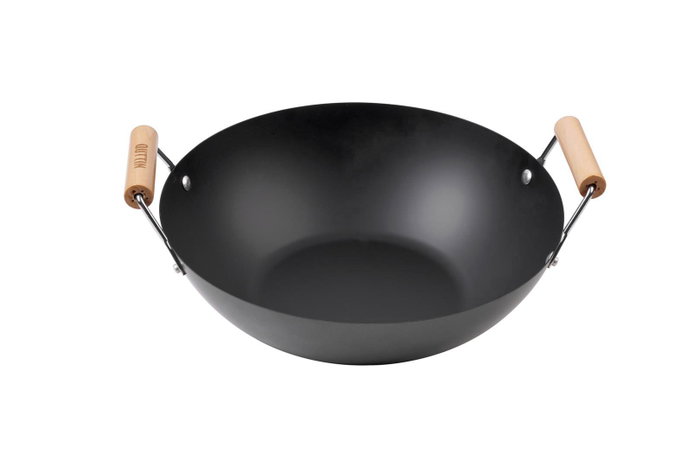 Inde Quttin Sartén Wok con 2 Asas de Madera 30 cm (6 Unidades) Inde Quttin Sartén Wok con 2 Asas de Madera 30 cm (6 Unidades)