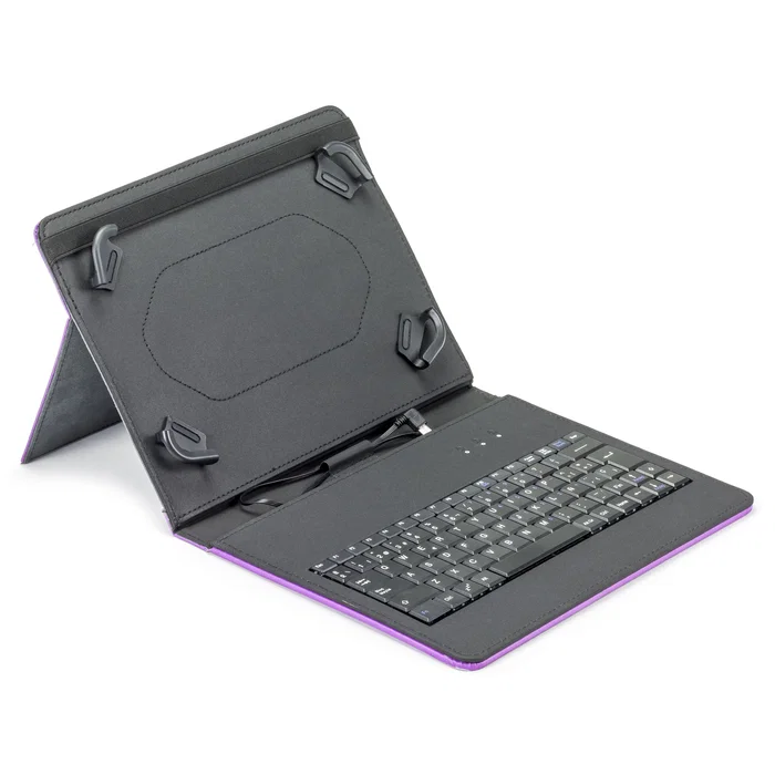 Maillon Technologique Urban Funda con Teclado USB para Tableta 9.7"-10.2" - Teclado Español 83 Teclas, Color Púrpura Unicorn, Multi Posición Stand, Interior Aterciopelado