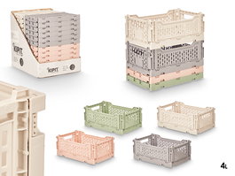Kipit Caja Plegable Multiuso 4 L Plástico Beige Gris Rosa Verde Surtidos 26.6x3x17 cm (Set de 24)