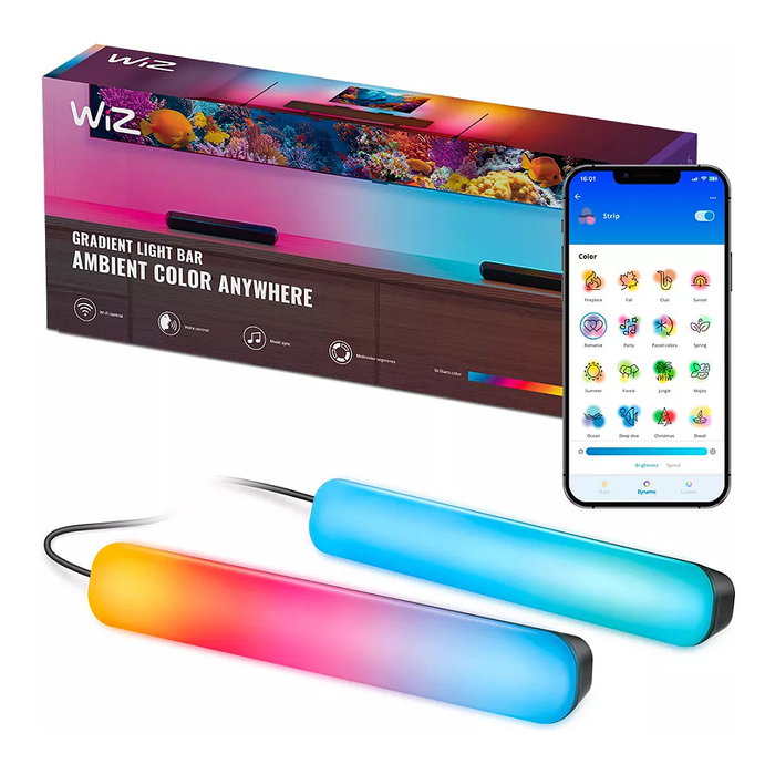 Philips WiZ Pack 2 Barras de Luz Gradient RGBIC 30cm Negro Philips WiZ Pack 2 Barras de Luz Gradient RGBIC 30cm Negro