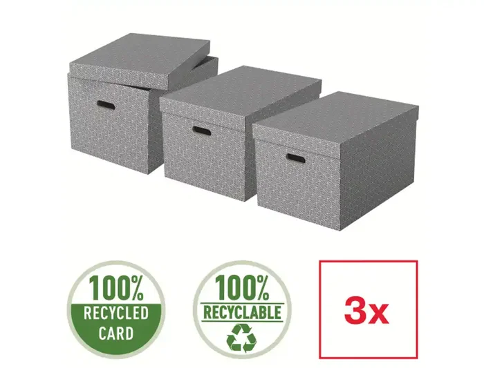Esselte Caja de almacenaje grande color gris pack de 3 unidades 510x355x305 mm