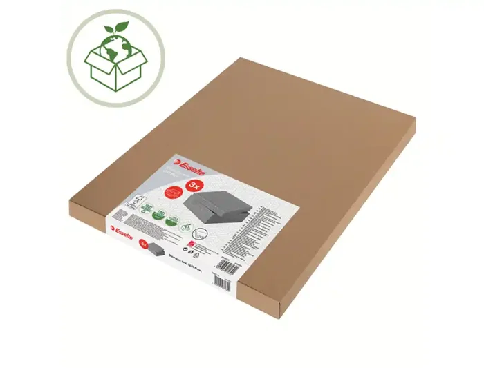 Esselte Caja de almacenaje grande color gris pack de 3 unidades 510x355x305 mm