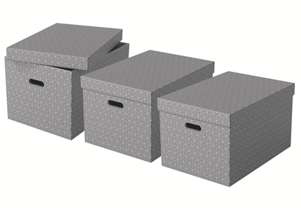 Esselte Pack de 3 Cajas de Almacenaje Grandes, Gris, 510x355x305 mm Esselte Pack de 3 Cajas de Almacenaje Grandes, Gris, 510x355x305 mm