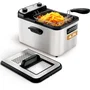 Grunkel MAXIFRYPRO Freidora de Aceite de 4.2 Litros, 3000W, Acero Inoxidable, Control de Temperatura y Temporizador, Tapa con Visor