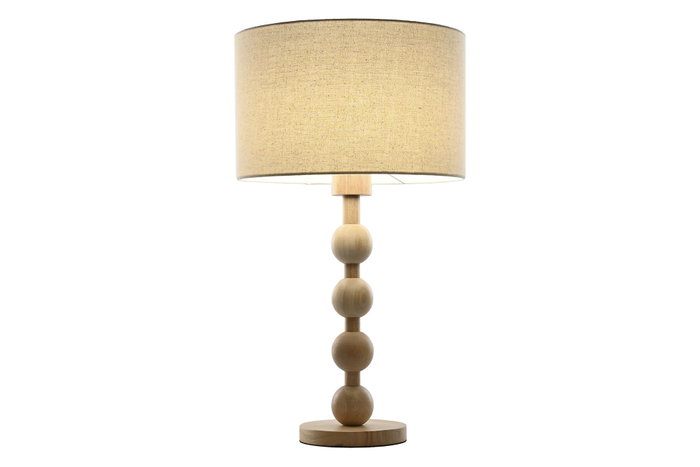 DKD Home Decor Lámpara de Sobremesa de Hevea y Lino Bola