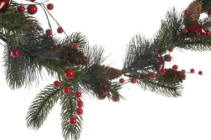 DKD Home Decor Guirnalda Navidad Tradicional Verde Rojo LED PVC 40 leds 2 Unidades 7 x 150 x 14 cm