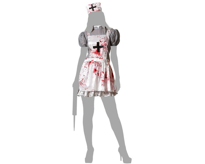 Atosa Disfraz de Enfermera Ensangrentada con Vestido Corto y Gorro, XXL Atosa Disfraz de Enfermera Ensangrentada con Vestido Corto y Gorro, XXL