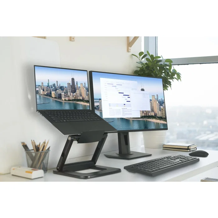 Kensington K50427WW Soporte Elevador Ergonómico SmartFit para Portátil, Ajuste Altura y Ángulo, Recomendado IGR, Compatible 13" a 16" hasta 3 kg, Negro