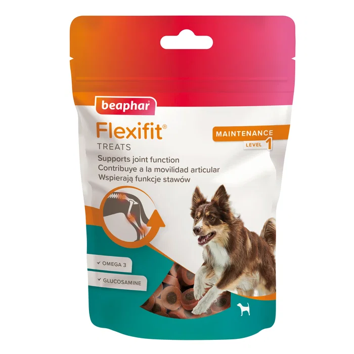 Beaphar Flexifit Treats Suplementos Articulares para Perros Adultos con Omega 3, Glucosamina y Calcio - Mantiene Huesos Fuertes y Movilidad, Snack Delicioso, 150 g Beaphar Flexifit Treats Suplementos Articulares para Perros Adultos con Omega 3, Glucosamina y Calcio - Mantiene Huesos Fuertes y Movilidad, Snack Delicioso, 150 g