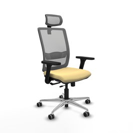 PIQUERAS Y CRESPO Silla de oficina Haches con mecanismo Sincro/Traslack, Crema y Gris