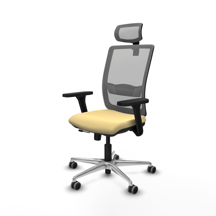PIQUERAS Y CRESPO Silla de oficina Haches con mecanismo Sincro/Traslack, Crema y Gris